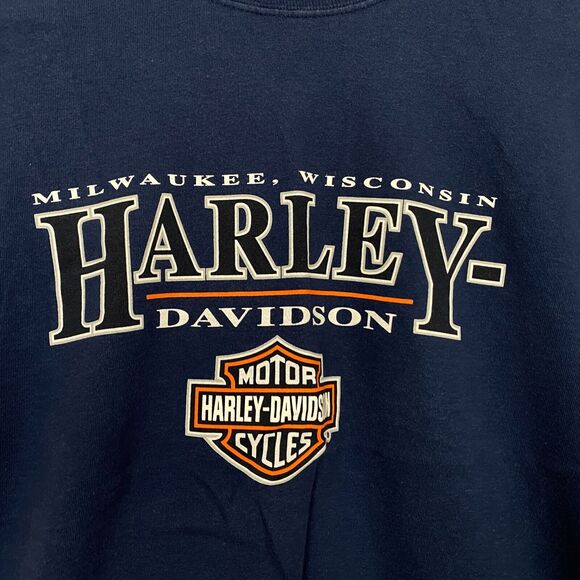 Harley Davidson T Shirt Mens Small Blue Milwaukee WI House of Harley Big Logo - Picture 3 of 8